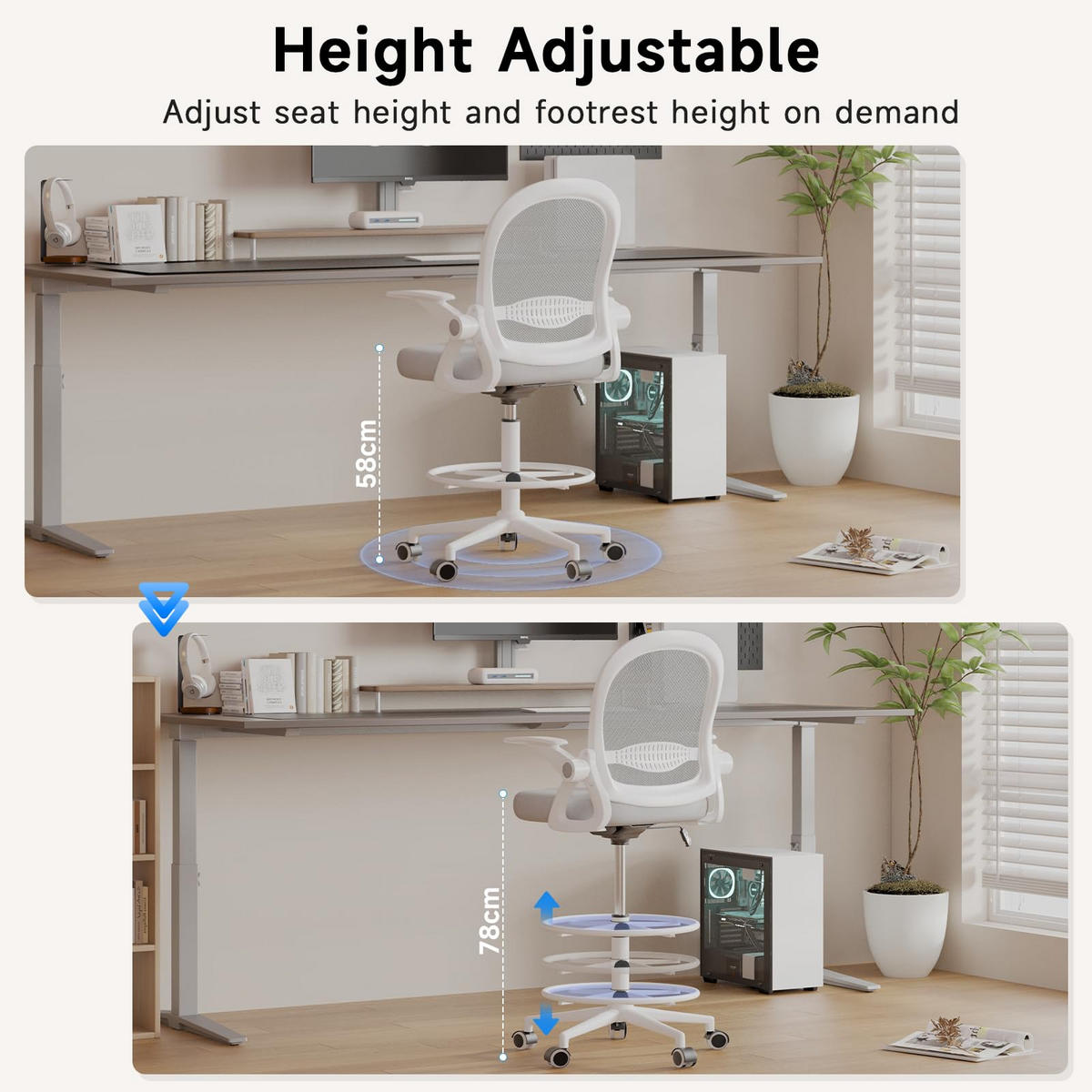 BÜROSTUHL Ergonomisch Höhenverstellbar Mesh Grau - Grau, Metall (25/53/53cm) - Rattrix