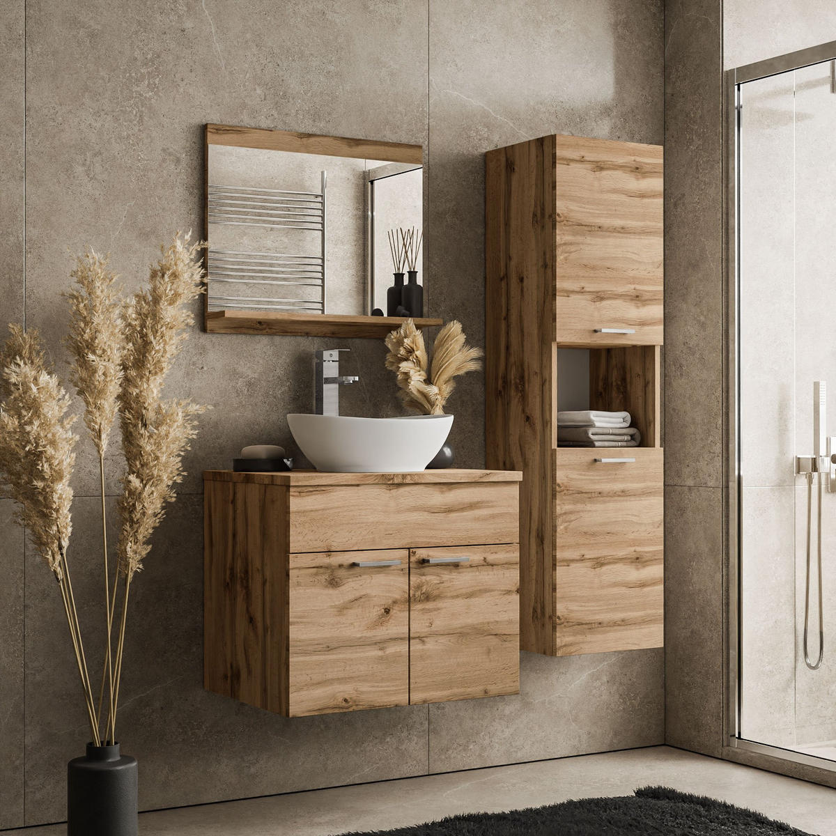WASCHBECKENUNTERSCHRANK Colorado 2 Schubladen Eiche - 60 x 46 x 52 cm - Eichefarben, Holz (60/52/46cm) - Badplaats