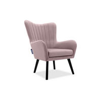 OHRENSESSEL GADI Velourstoff, Rosé - Pink/Schwarz, Holz/Textil (76/100/78cm) - KONSIMO®