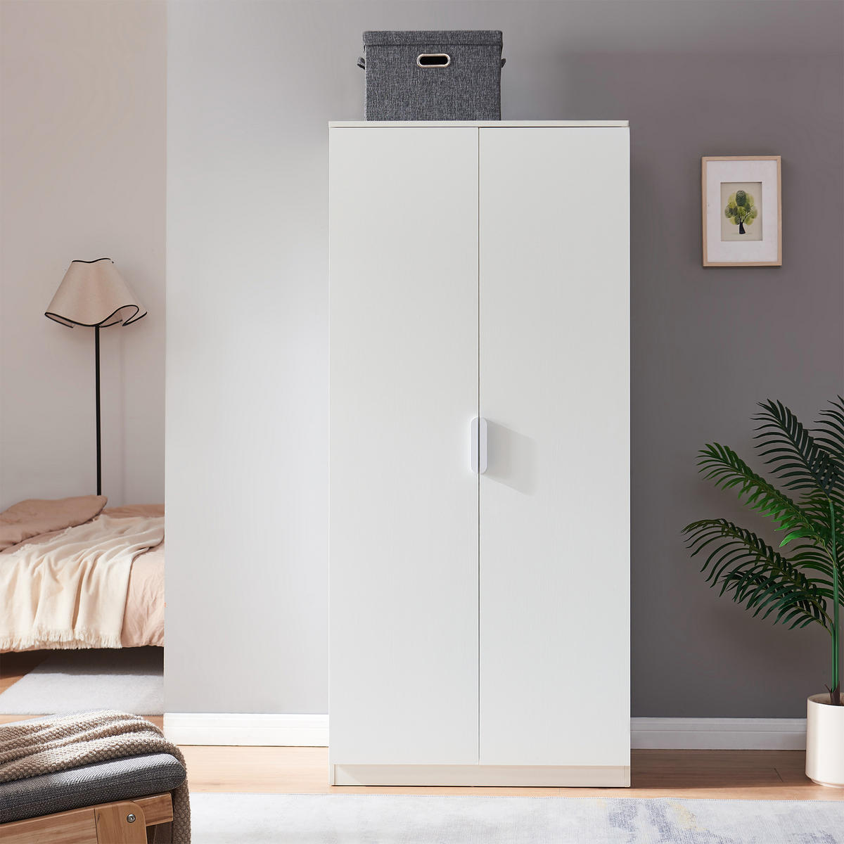 KLEIDERSCHRANK Eiselfing - Weiß, Holzwerkstoff (80/176/52cm) - [en.casa]