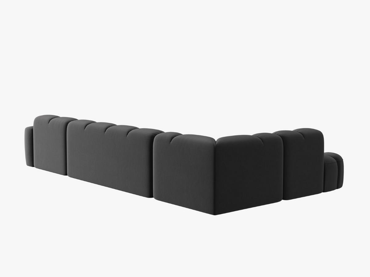 PANORAMASOFA links Lisa aus Samt dunkelgrau 7 Sitzplätze - Dunkelgrau, Textil (234/77/387cm) - Micadoni