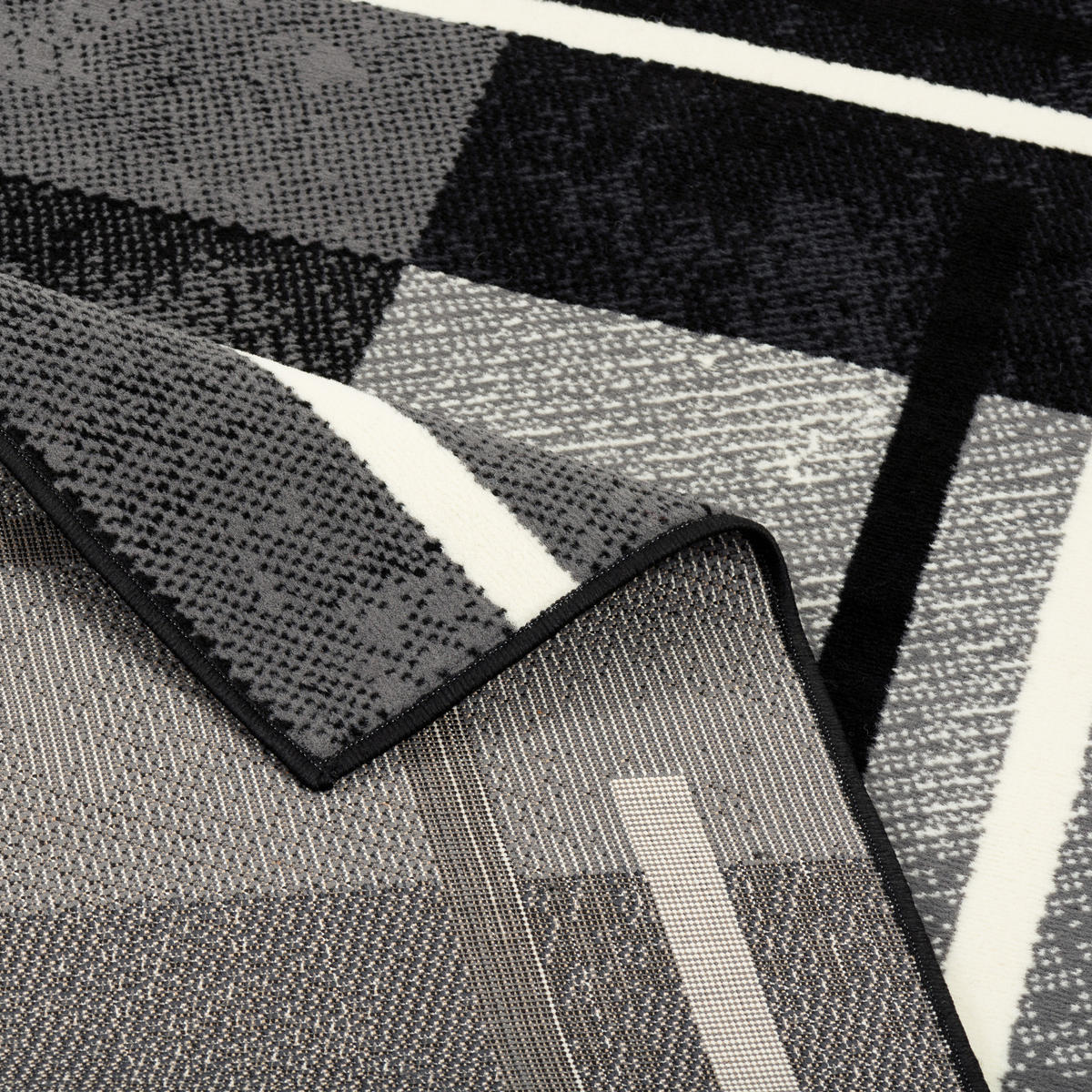 TEPPICH MODERN TRENDLINE KARO - Schwarz, Textil (80/150cm) - Pergamon
