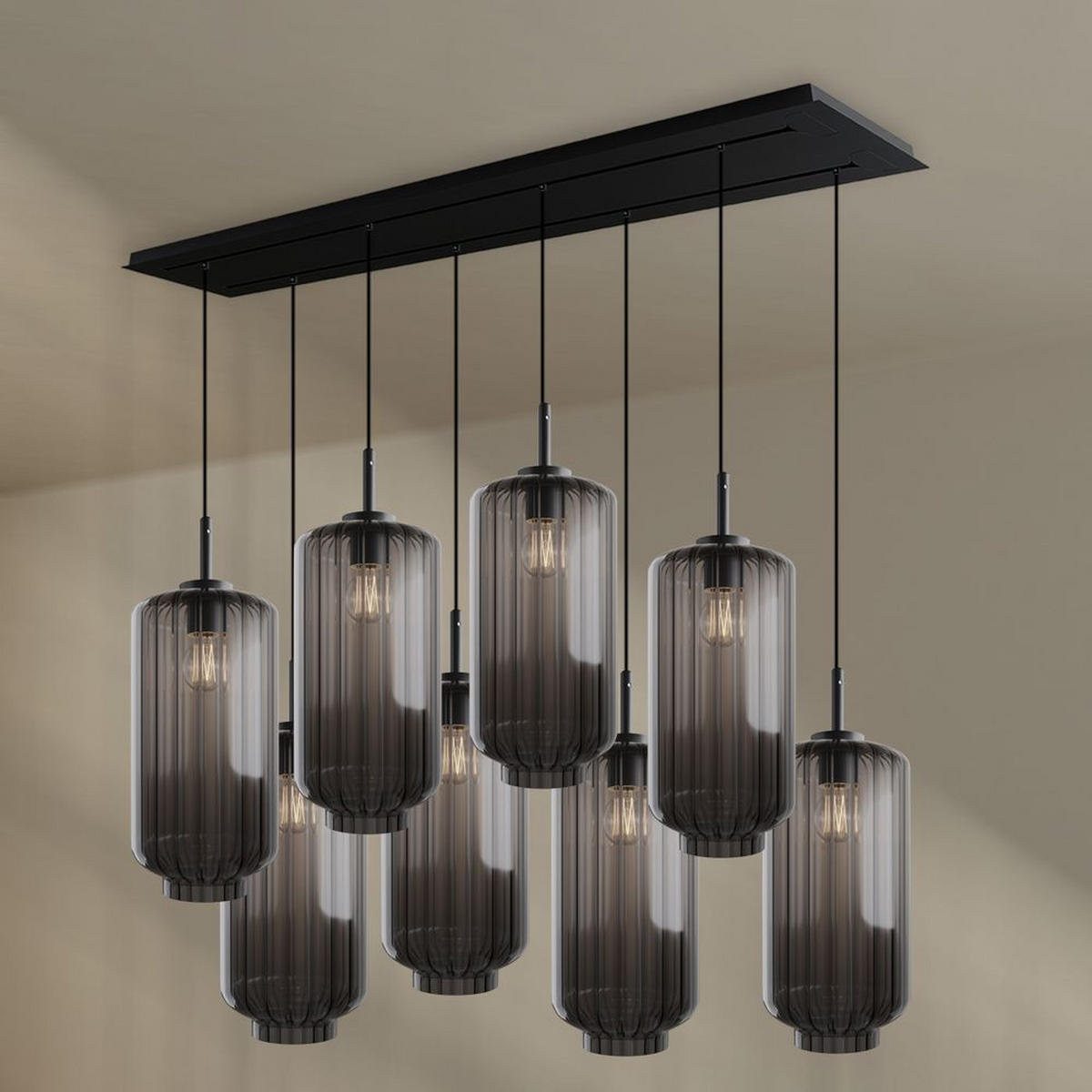 HÄNGELEUCHTE Velo 8-flammig Rauch Ø 18cm - Anthrazit/Schwarz, Glas (18/18/33cm) - s.luce