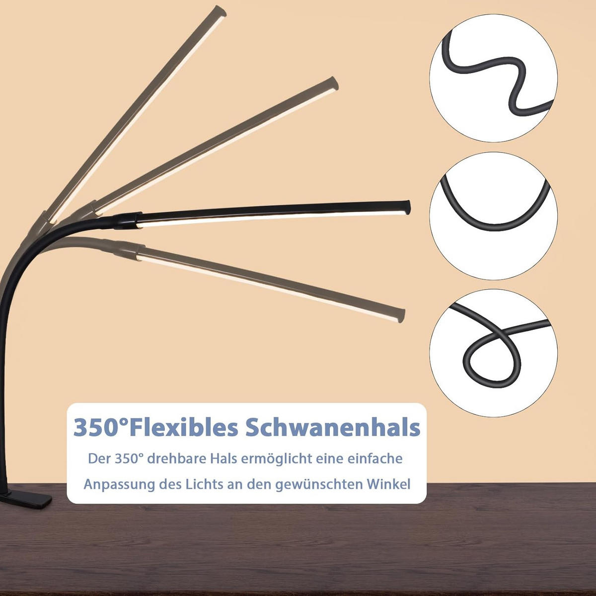 TISCHLAMPE Dämmerix 6.5/80.8/6.5 cm - Schwarz, Metall (6.5/6.5/80.8cm) - ZMH