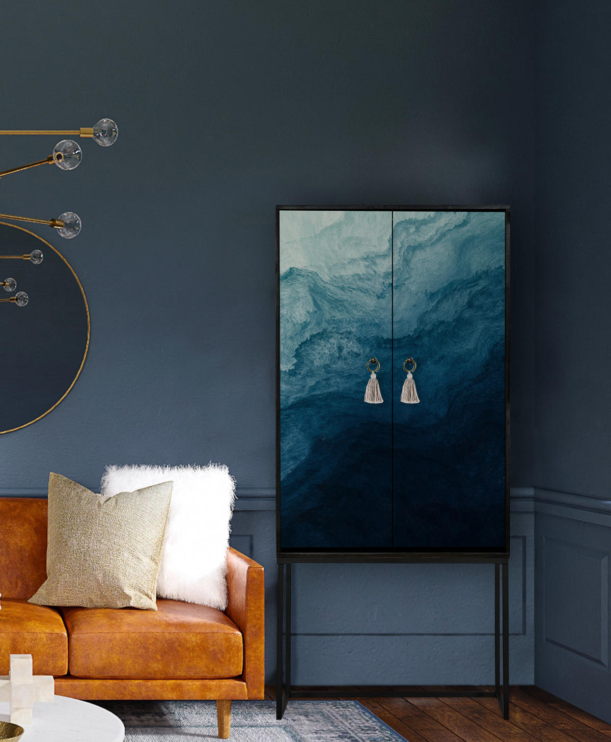 HIGHBOARD aus MDF ALVA BLUE OCEAN - Dunkelblau, Holzwerkstoff (75/164.5/45cm) - RNT By Really Nice Things