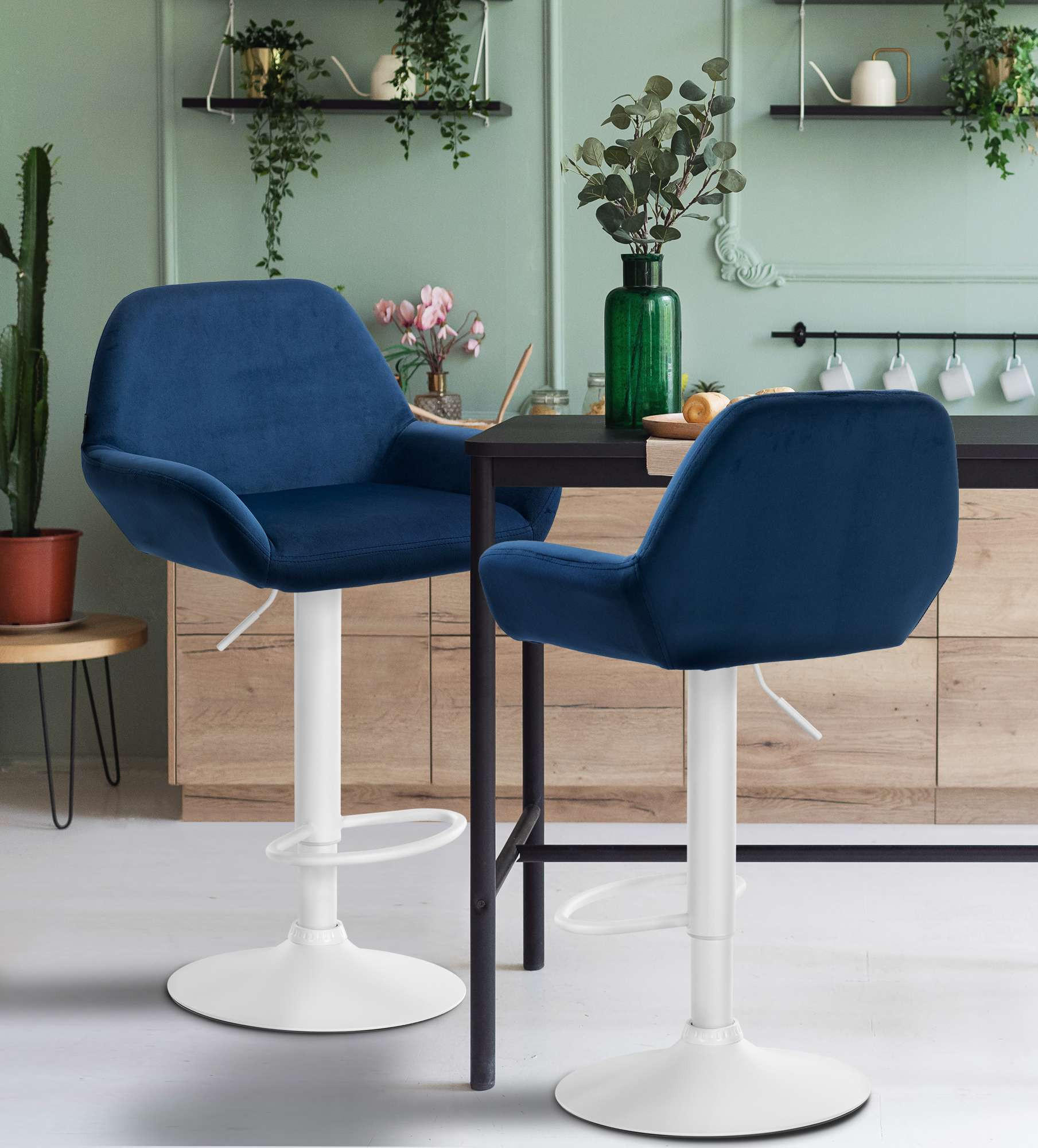 BARHOCKER Samt blau - Blau/Weiß, Textil/Metall (51/89/52cm) - CLP