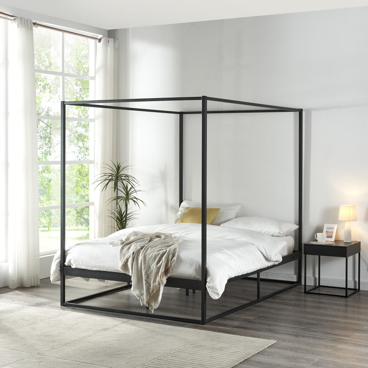HIMMELBETT Kristianstad - Schwarz, Metall (140/200cm) - [en.casa]