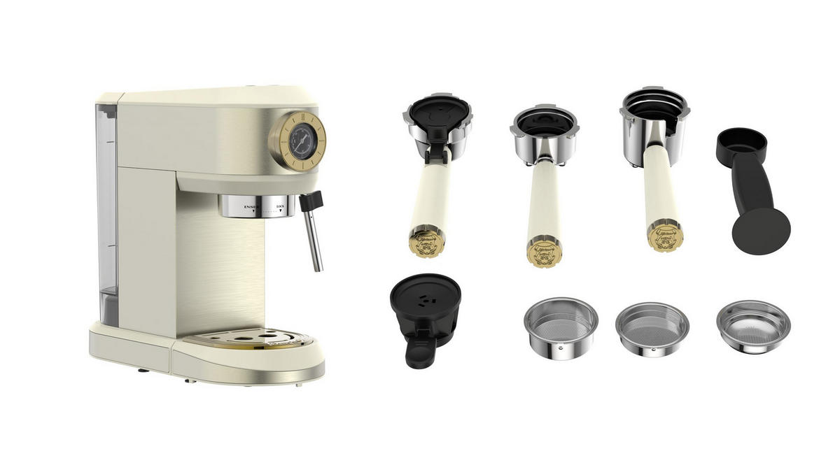 KAFFEEMASCHINE KA 2005 ElfEm, Elfenbein, 19 bar, Siebträger-Espressomaschine - Beige, Metall (14.5/31/29.5cm) - Kaiser Küchengeräte