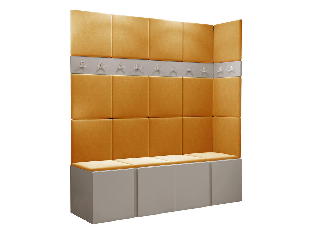 GARDEROBEN-SET Orion II - Kaschmir/Orange, Holzwerkstoff/Kunststoff (168/186/46cm) - MIRJAN24