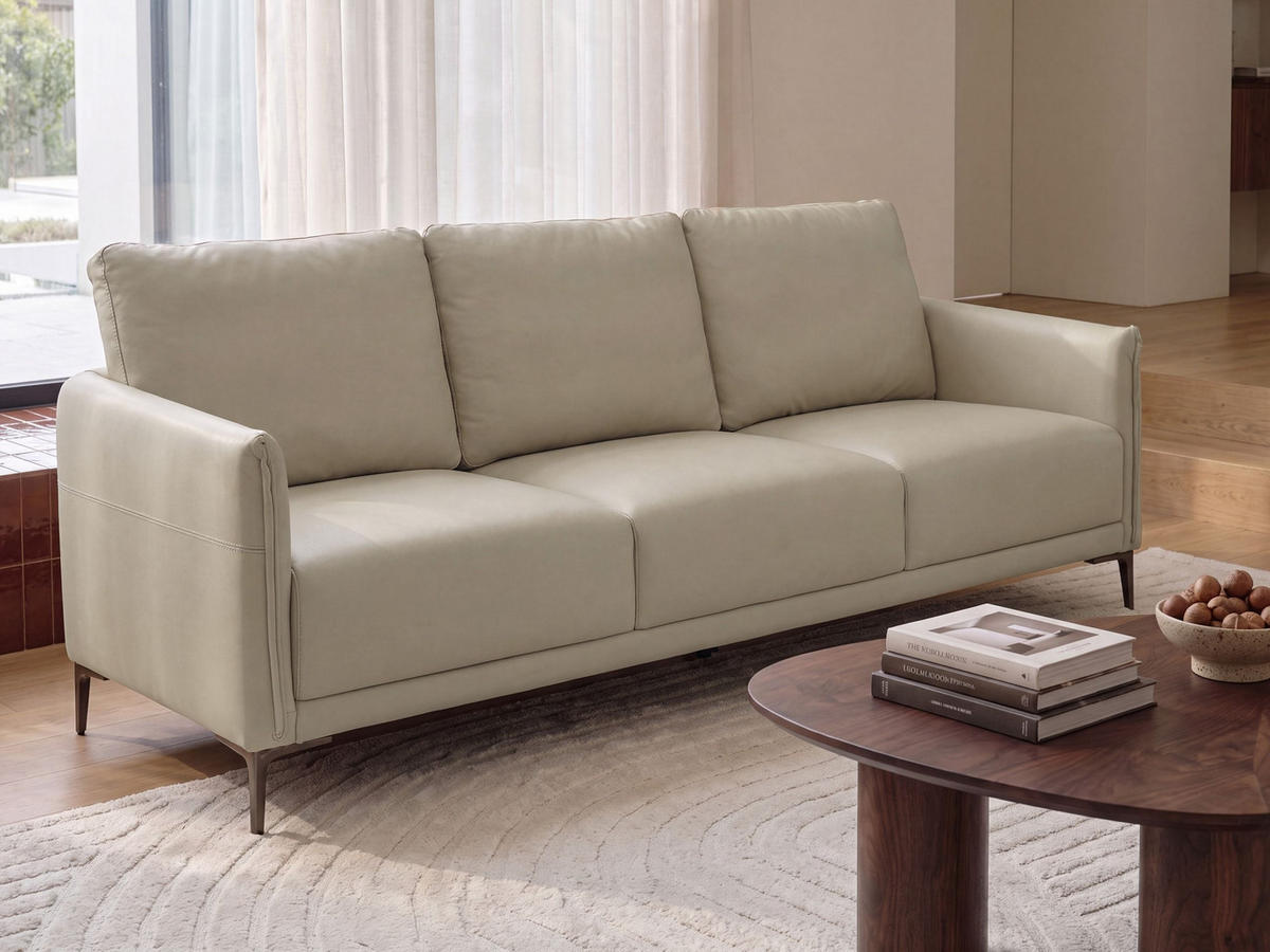 3-SITZER-SOFA Stoff Hellbeige Cilens - Beige/Silberfarben, Textil (212/93/73cm) - Beliani