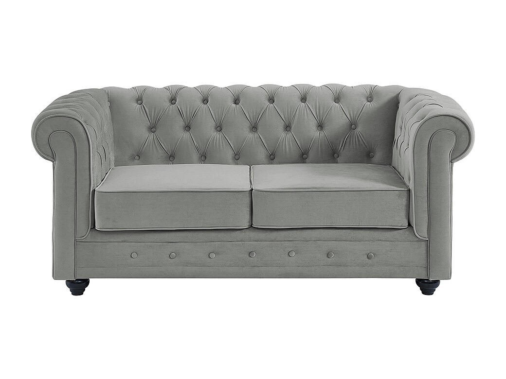 SOFA ohne Schlafmöglichkeit - 2 Personen - Samt, Stoff - Hellgrau - - Hellgrau, Textil (165/72/88cm) - Vente-Unique