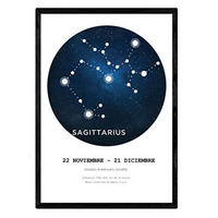 POSTER Sternzeichen Schütze A3 Schwarzer Rahmen - Schwarz, Papier (29.7/5/42cm) - Nacnic