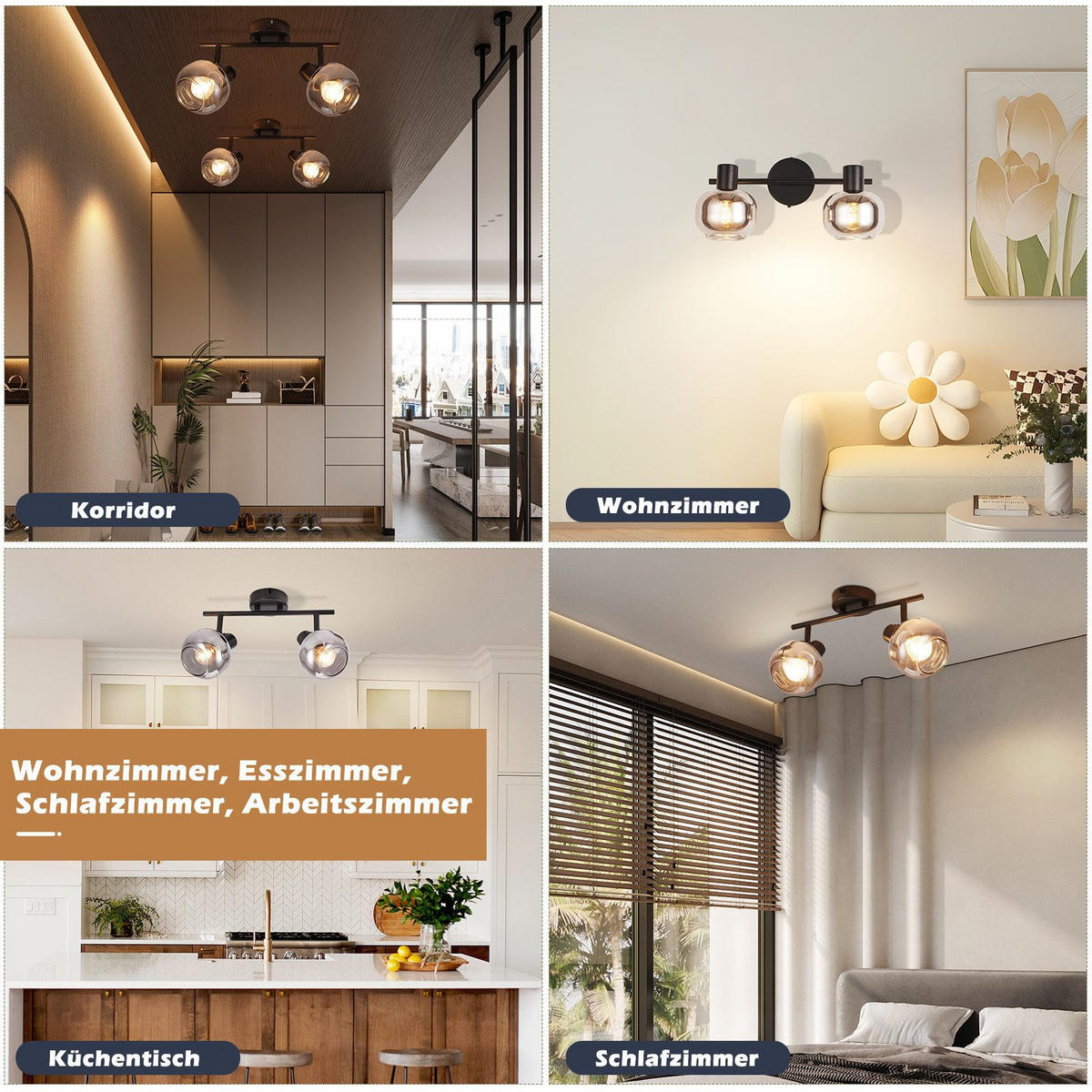 STRAHLER Cottbus 2-flammig 30.3/11/19.5 cm - Schwarz, Metall (30.3/11/19.5cm) - Nettlife