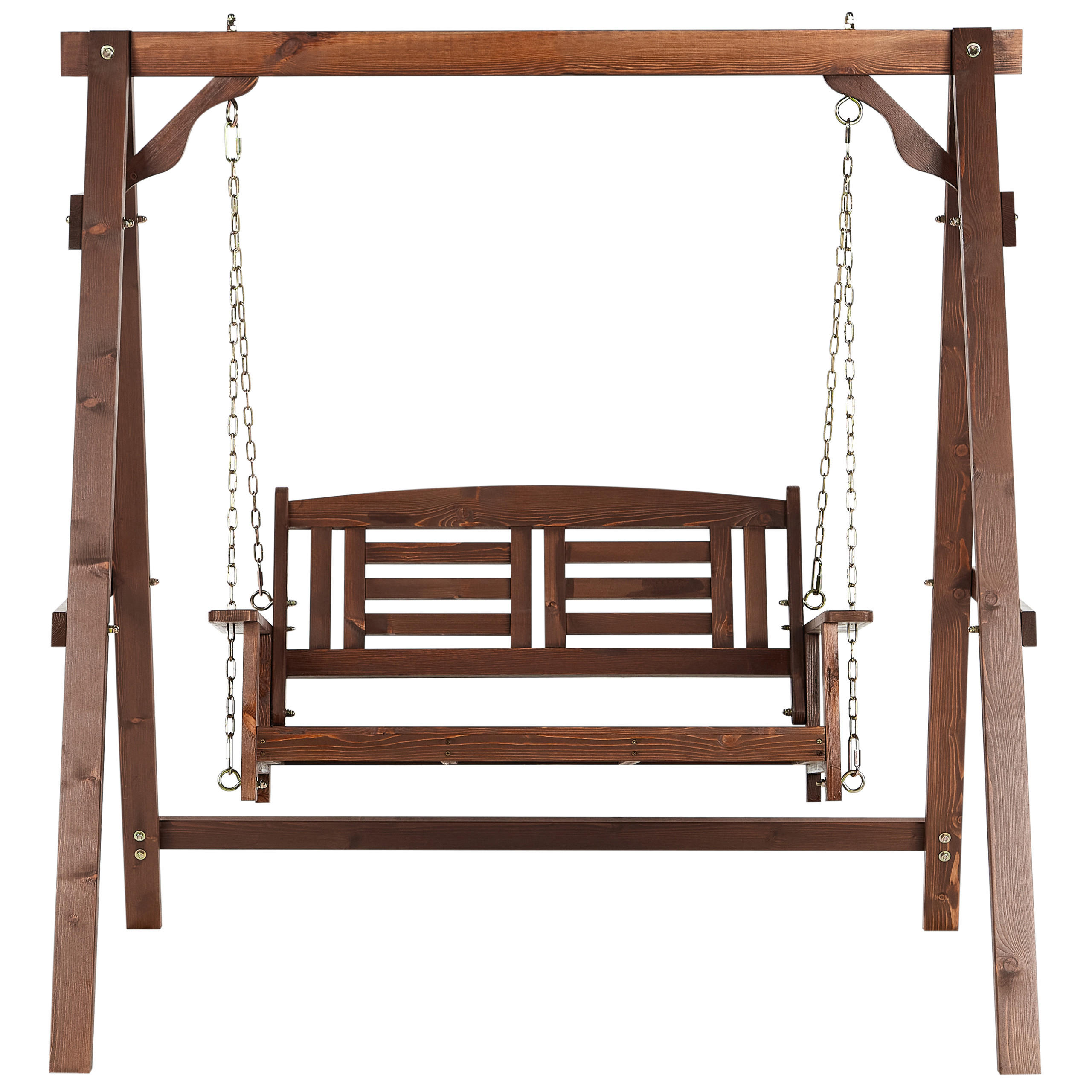 HOLLYWOODSCHAUKEL 2-Sitzer Dunkler Holzfarbton Nerito - Dunkelbraun, Holz (159/169/117cm) - Beliani