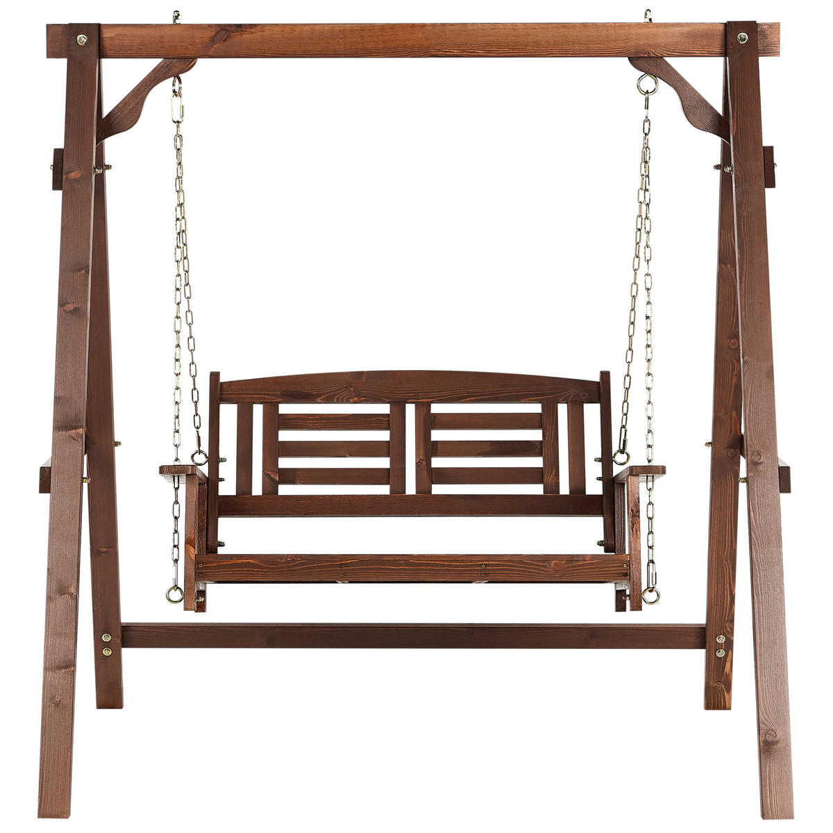 HOLLYWOODSCHAUKEL 2-Sitzer Dunkler Holzfarbton Nerito - Dunkelbraun, Holz (159/169/117cm) - Beliani