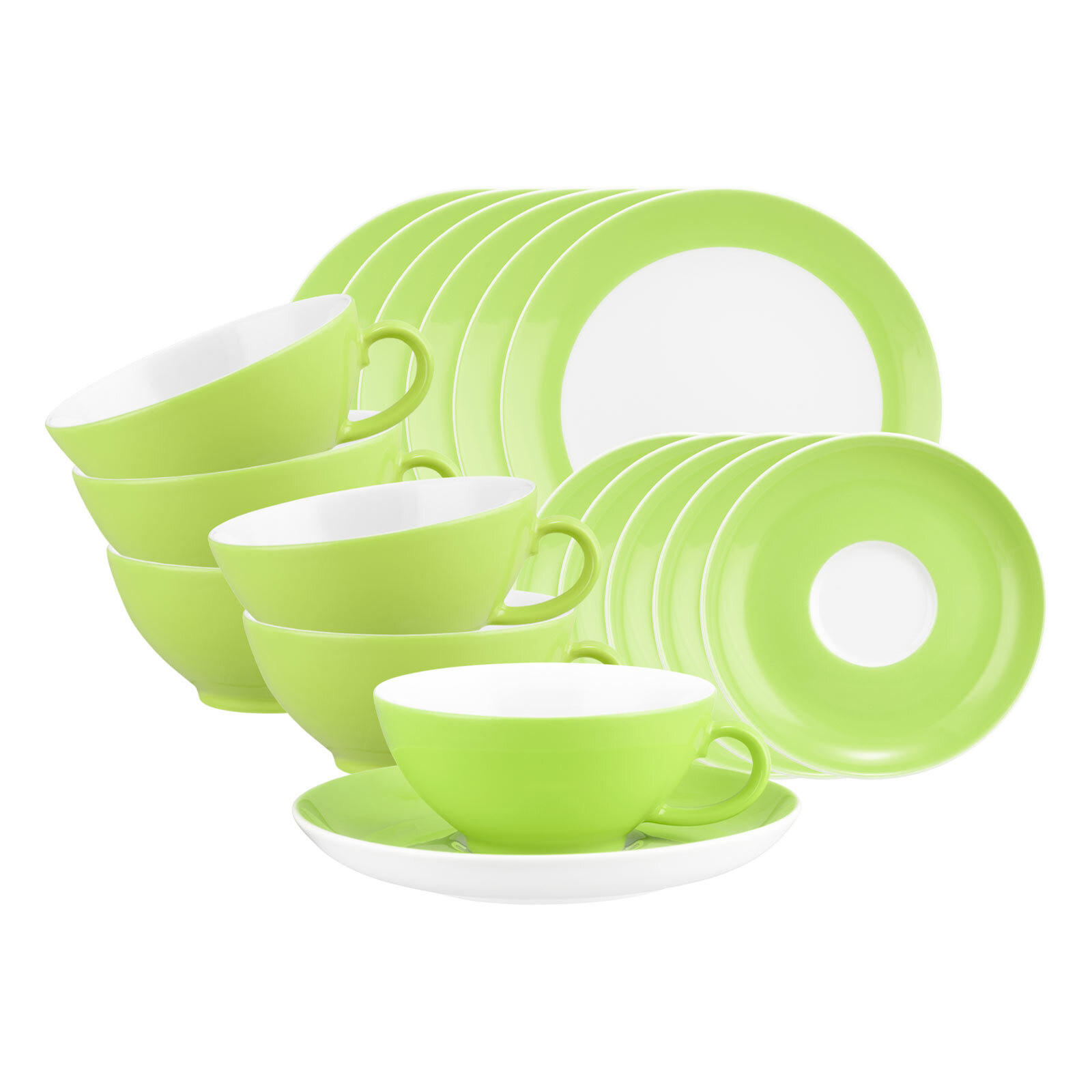 TEESERVICE Liberty Pure Colors Lime Green 18er Set - Grün, Keramik (1/1/1cm) - Seltmann Weiden