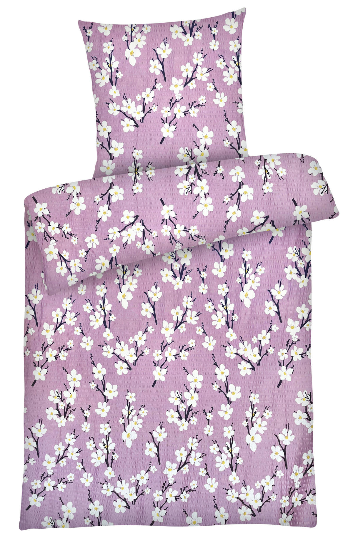 SEERSUCKER-BETTWÄSCHE 135x200 Geblümt Sommer Bettbezug Bügelfrei aus 100% Baumwolle, Bettbezüge Blumen Muster Rose - Rosa, Textil (135/200cm) - Carpe Sonno