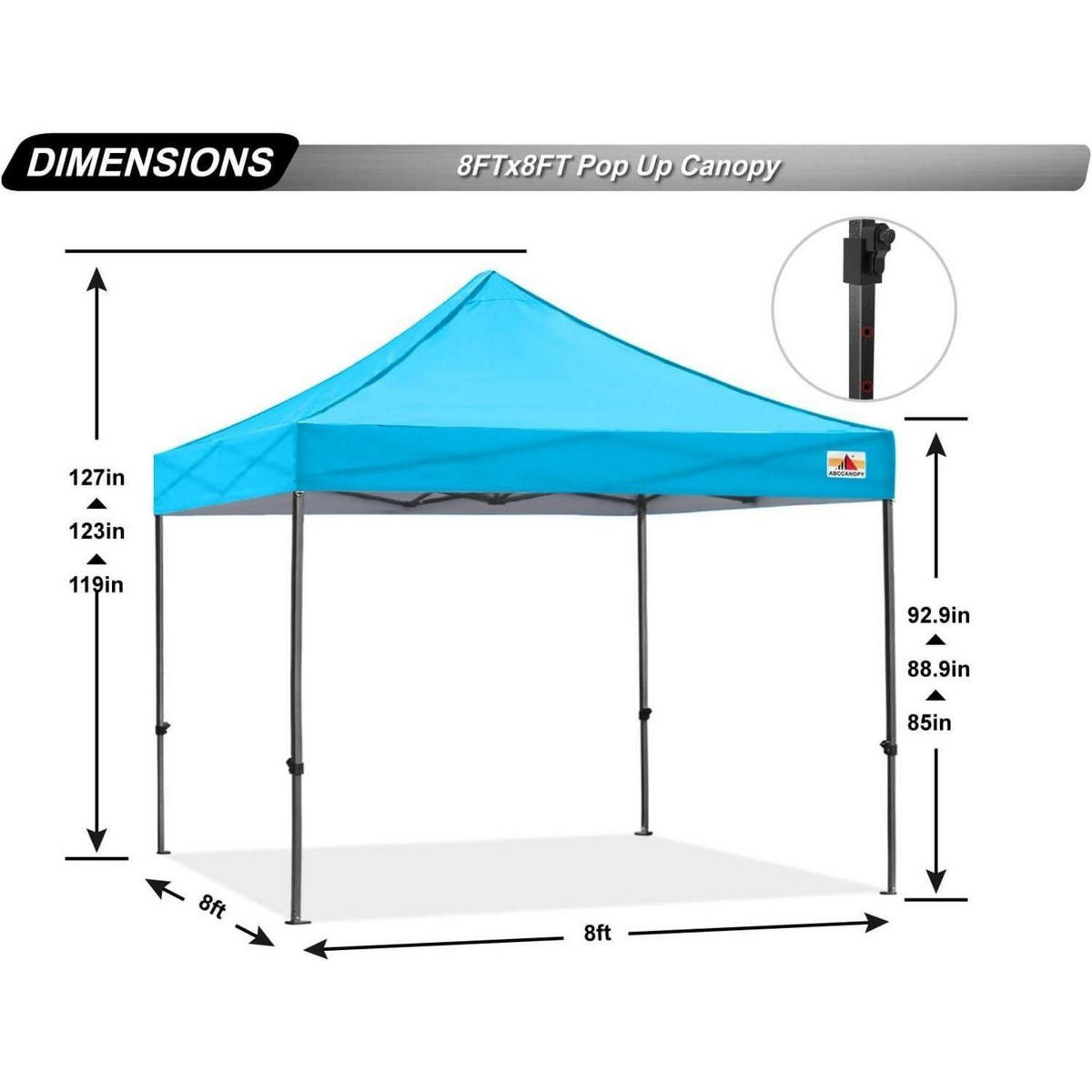 PAVILLON Pop-up 2,5 x 2,5 m Himmelblau - Hellblau, Metall (243.8/322.6/243.8cm)