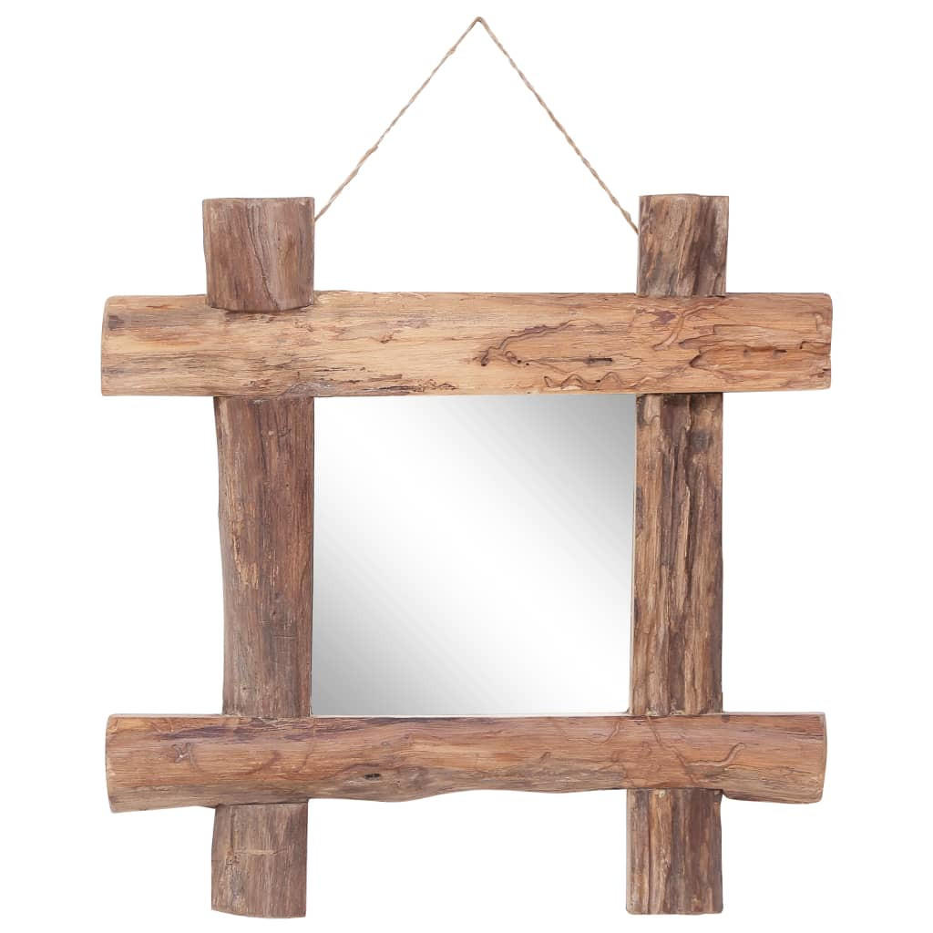 HOLZSPIEGEL Natur 50x50 cm Recyceltes Teakholz - Braun, Holz (50/50/1cm) - furnicato