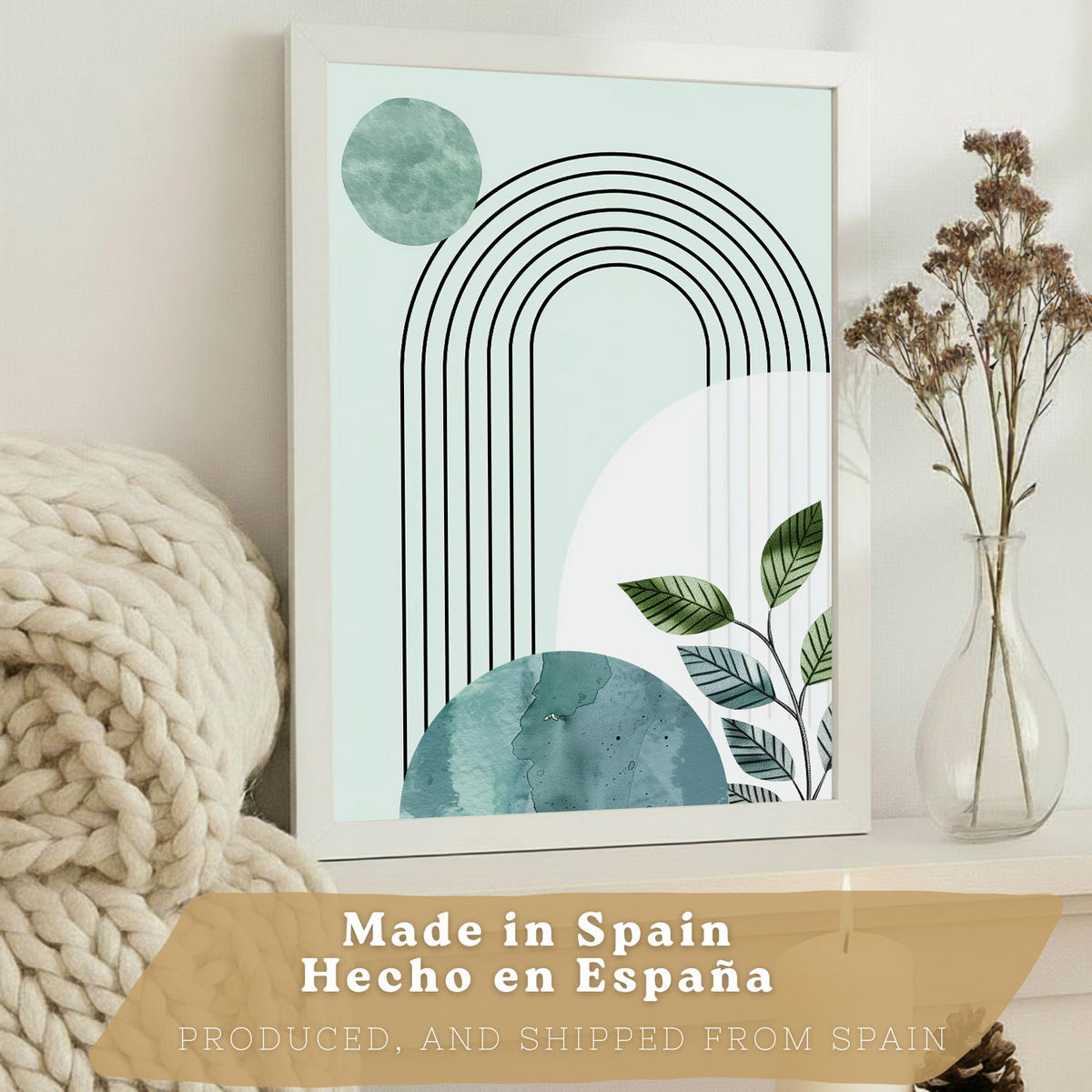 PLAKAT Sada 3 dekorativních nástěnných tisků, zelené rostliny, pro moderní dekoraci obývacího pokoje Bezrámové A3 - čirá, papír (29.7/42/3cm) - Nacnic