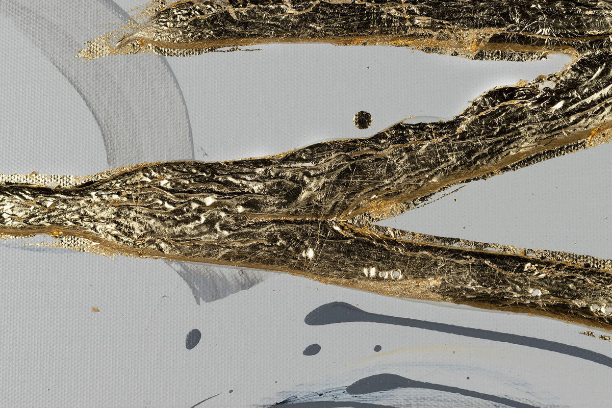 OLEJOMAĽBA 120/60 cm, Zvieratá - biela/zlatá, drevo/textil (120/60cm) - KUNSTLOFT