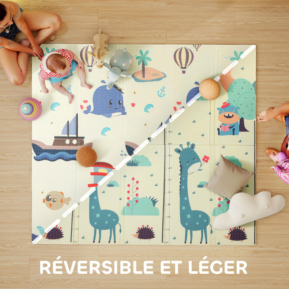 SPIELMATTE DE-18927 196x176 cm, faltbar, doppelseitig Bunt - Multicolor, Kunststoff (176/196cm) - ComfortXL
