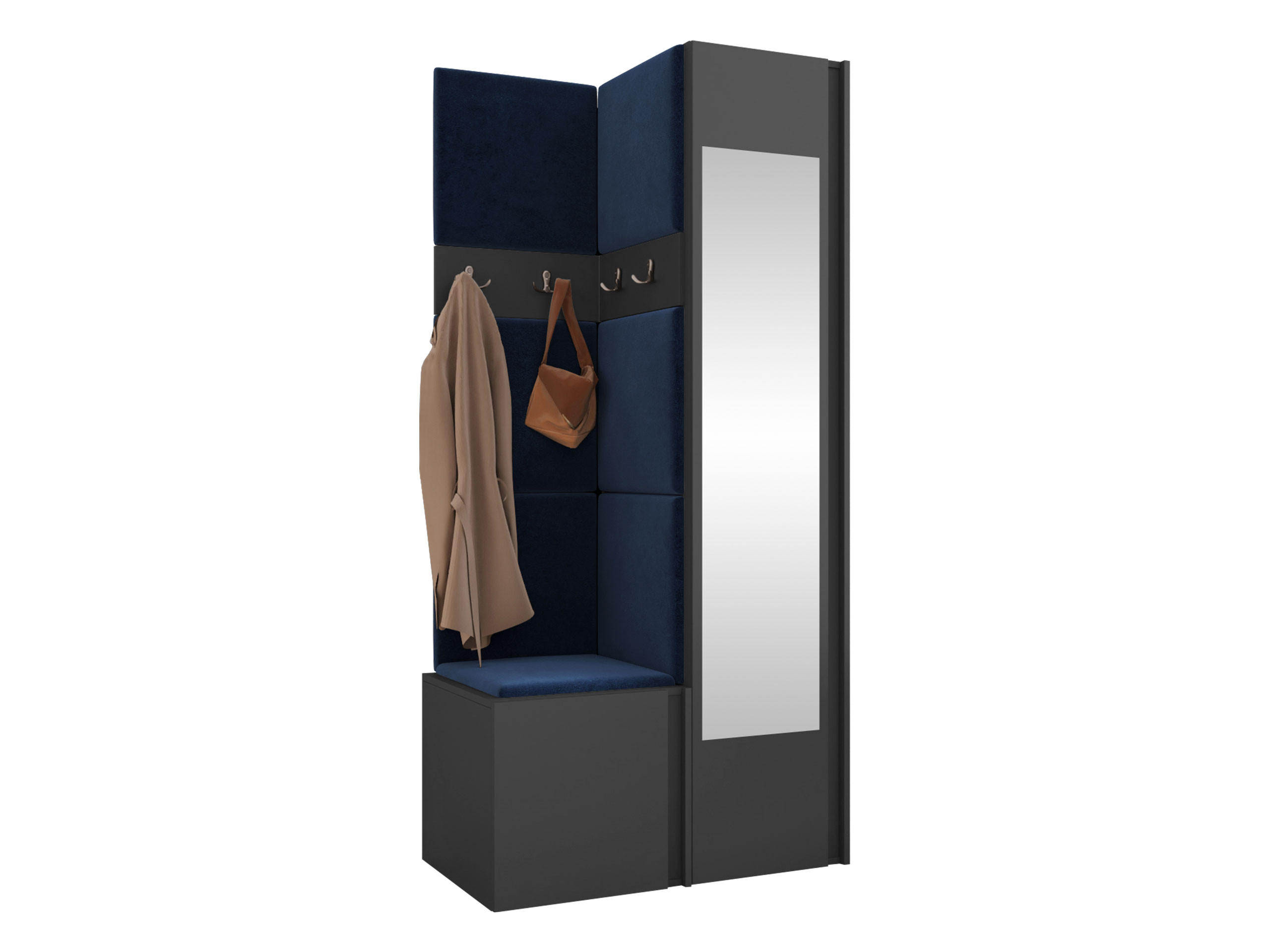 MOBILIER PENTRU HOL Orion XXV - albastru/grafit, material plastic/compozit lemnos (82/186/46cm) - MIRJAN24