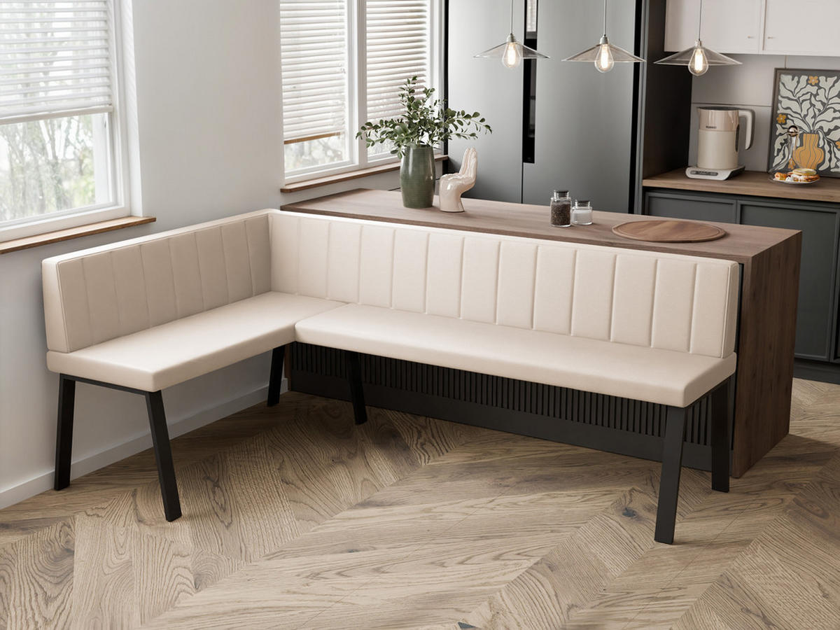ECKBANK links MONO Y Kunstleder gesteppt, 128/168 cm Beige - Beige, Kunststoff/Textil (128/168cm) - Idohome