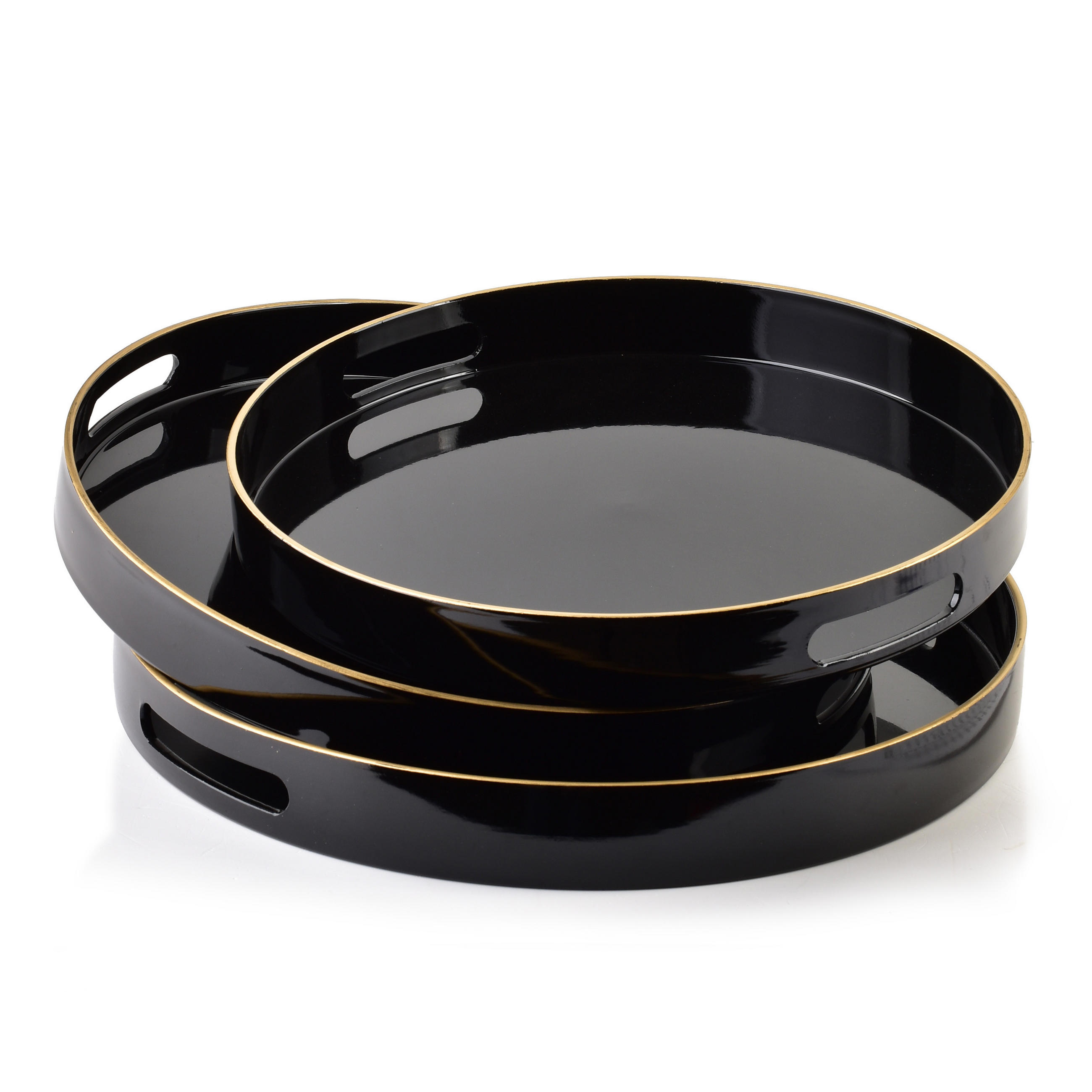 SERVIERTELLER Blanche Schwarz 3er Set 38/38/4cm Plastik - Schwarz, Kunststoff (38/4/38cm) - Mondex