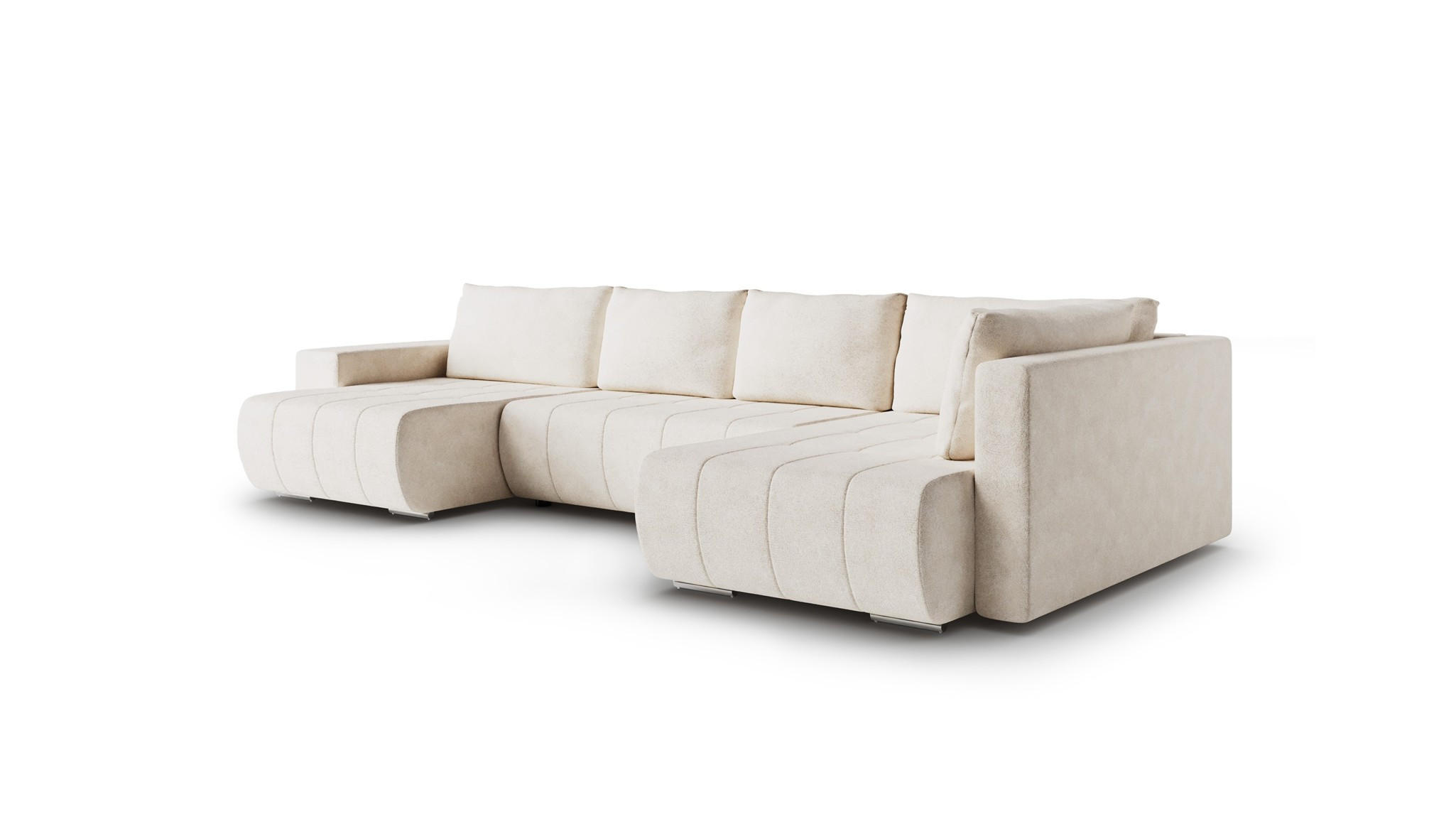 WOHNLANDSCHAFT Armanda - Creme, Holzwerkstoff/Textil (185/83/392cm) - Fun Möbel