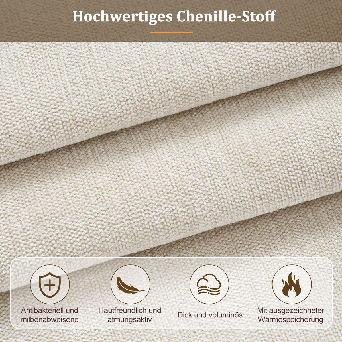 POLSTERBETT 180/200 cm in Beige mit Lattenrost Chenille im Blockdesign - Beige, Holzwerkstoff/Textil (180/200cm) - STILVORA