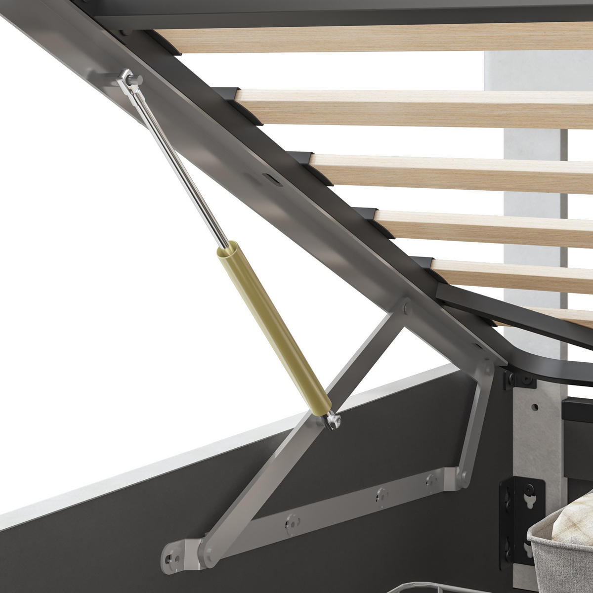 POLSTERBETT 140x200 cm, Beige, mit LED & USB-Typ-C-Ladeanschluss - Beige, Textil/Metall (140/200cm)