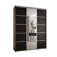 SCHWEBETÜRENSCHRANK 235,2/180/60 3-türig - Silberfarben/Schwarz, Holz/Metall (180/235/60cm) - Abiks Möbel