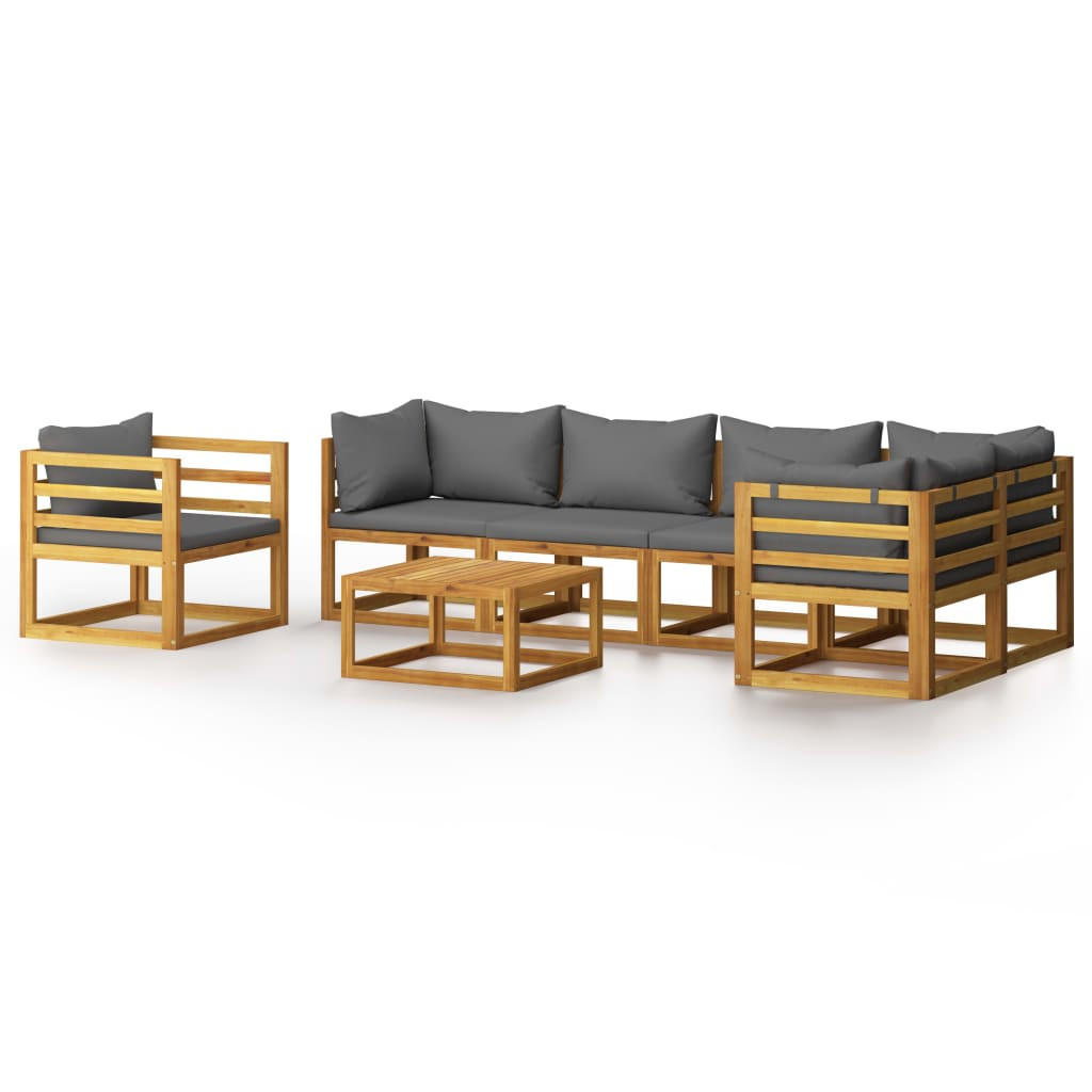 GARTENSET Reichhold 7-teilig - Grau, Holzwerkstoff - Nettlife