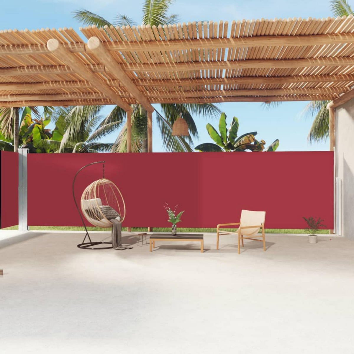 SEITENMARKISE Ausziehbar Rot 200x1200 cm - Rot, Textil (1200/200/1200cm) - furnicato