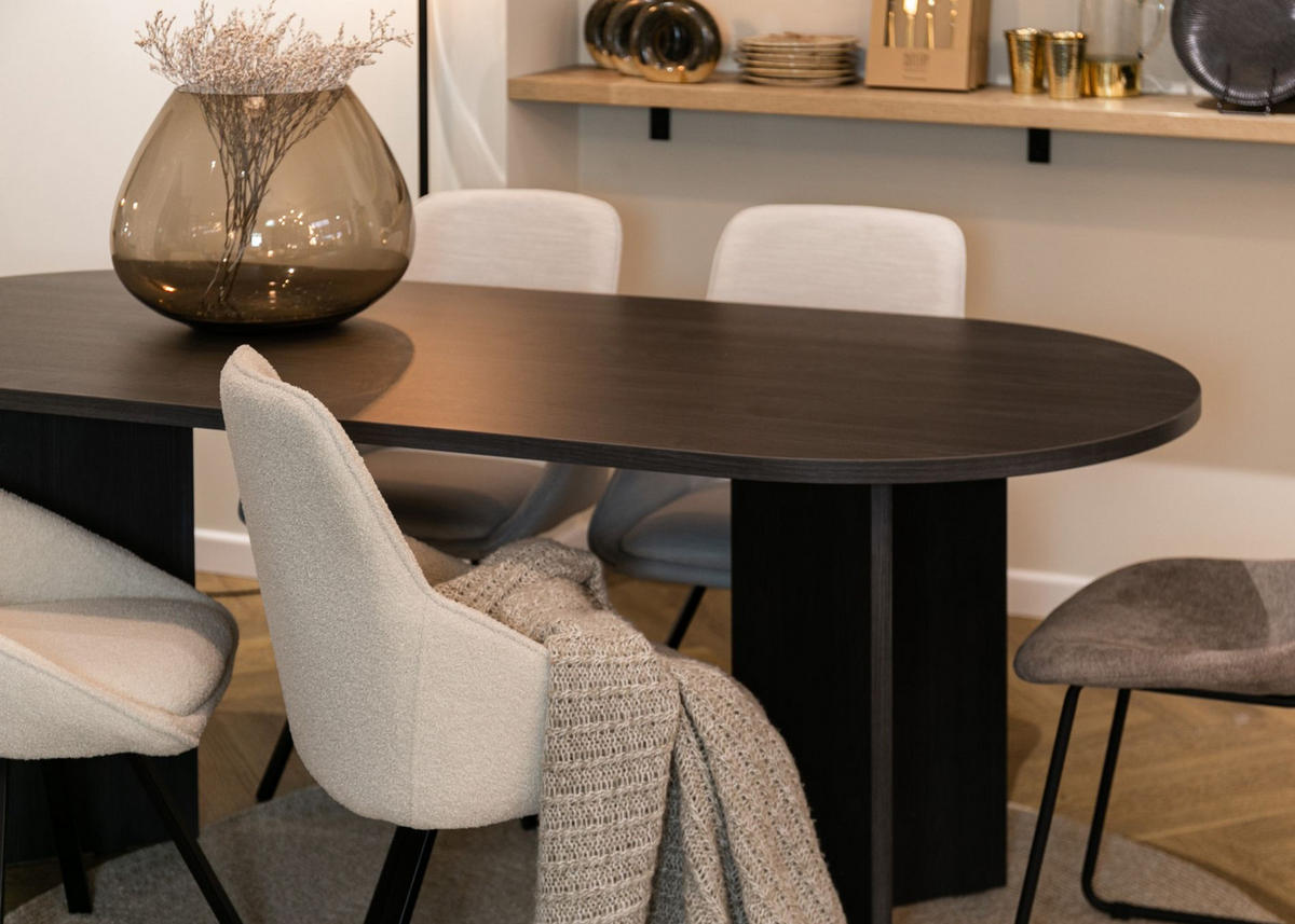 ESSTISCH Ovo Esche Portland Schwarz 204/90/75 cm - Dunkelgrau/Schwarz, Holzwerkstoff (204/90/75cm) - Selsey