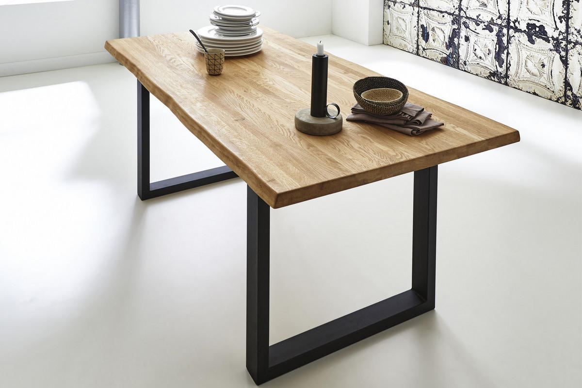ESSTISCH RICHARD - Beige/Schwarz, Holz/Metall (100/300/77cm) - SAM