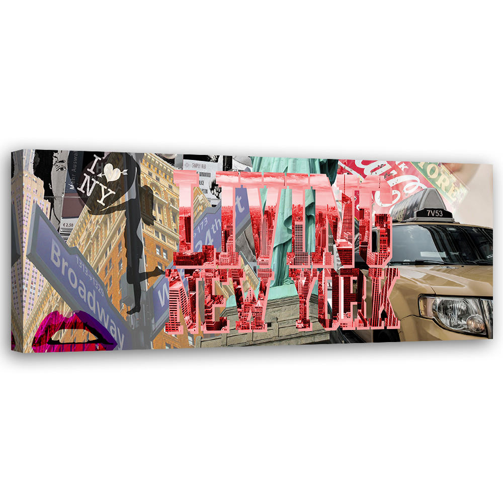 WANDBILD Wandbildunterschrift lebendiges new york - Multicolor, Textil (90/30cm) - Feeby