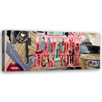 WANDBILD Wandbildunterschrift lebendiges new york - Multicolor, Textil (90/30cm) - Feeby