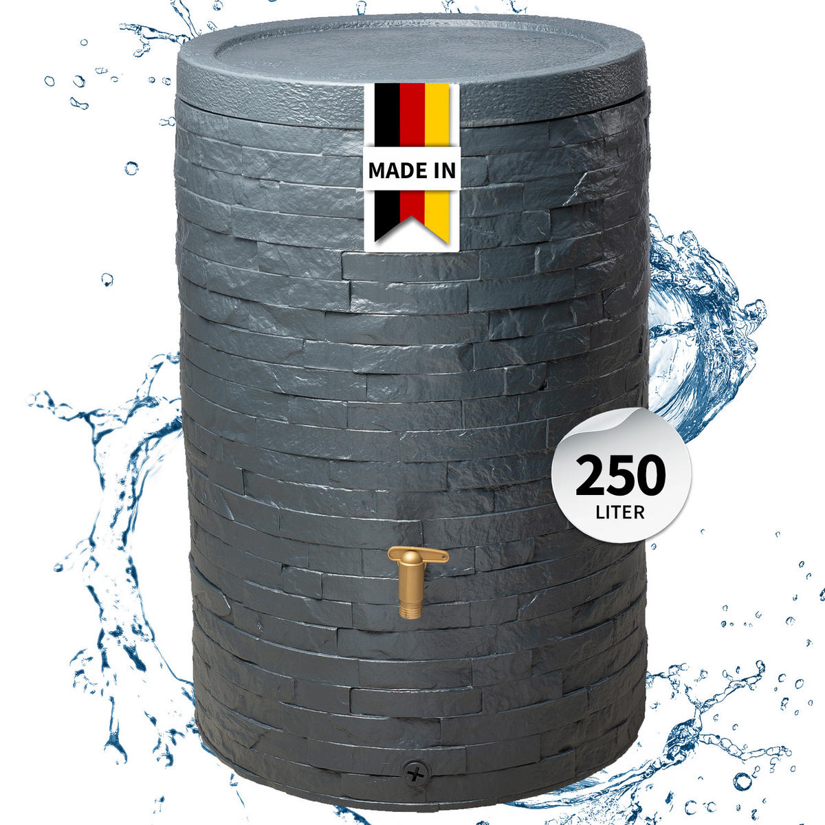 REGENTONNE 250 L, graphite grey - Grau, Kunststoff (60/93/60cm) - 4rain