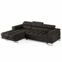 ECKSOFA CLOUD Links Dunkelgrau L-Form Velours-Stoff mit Schlaffunktion und Bettkasten - Chromfarben/Dunkelgrau, Holz/Metall (235/275cm) - Barchello