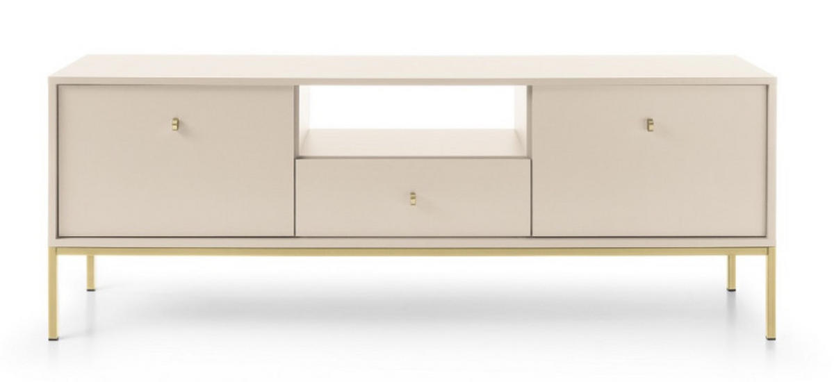 TV-LOWBOARD Beige Monako Mit Goldfarbenem Gestell Mit Regalen - Beige, Holzwerkstoff (153.4/56.2/39cm) - Sepro Meble