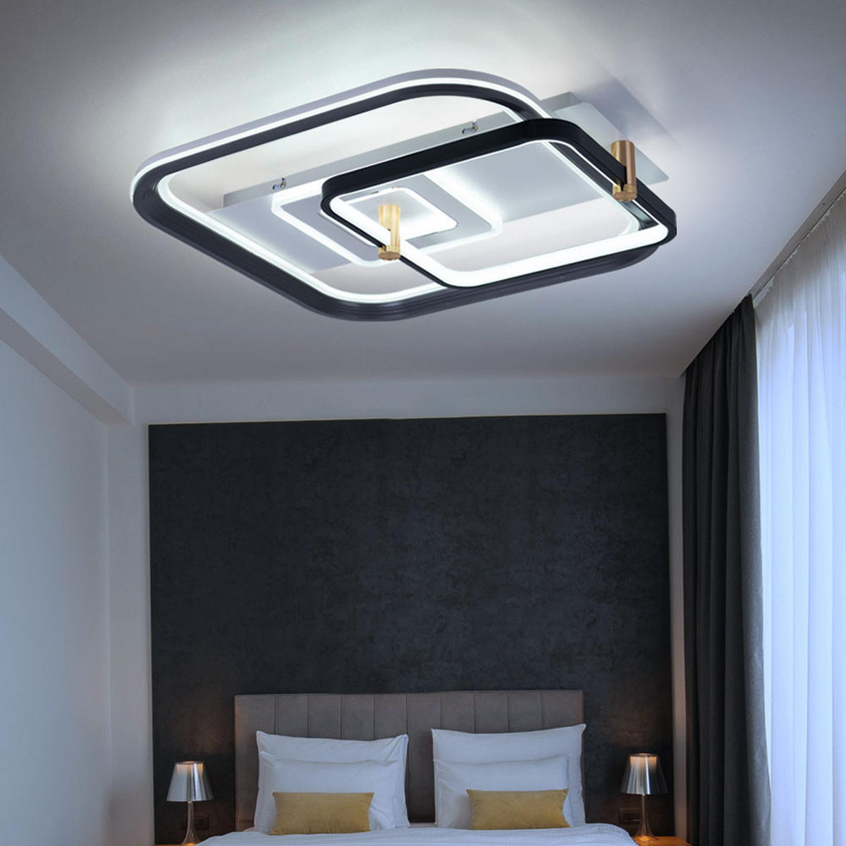 LED DECKENLEUCHTE Metall Schwarz opal - Schwarz, Metall (52/48/9.5cm) - Globo Lighting