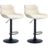BARHOCKER 2er Set Vulcano Stoff schwarz creme - Schwarz/Naturfarben, Textil/Metall (49/106/51cm) - TPFLiving