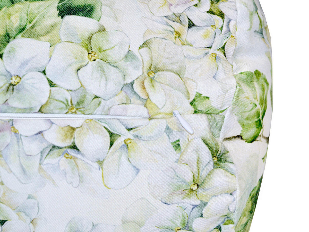 XL-NACKENROLLENHÜLLE Landlust-Hortensie weiß 25/70 cm - Weiß/Grün, Textil (25/70cm) - beties Heimtextil