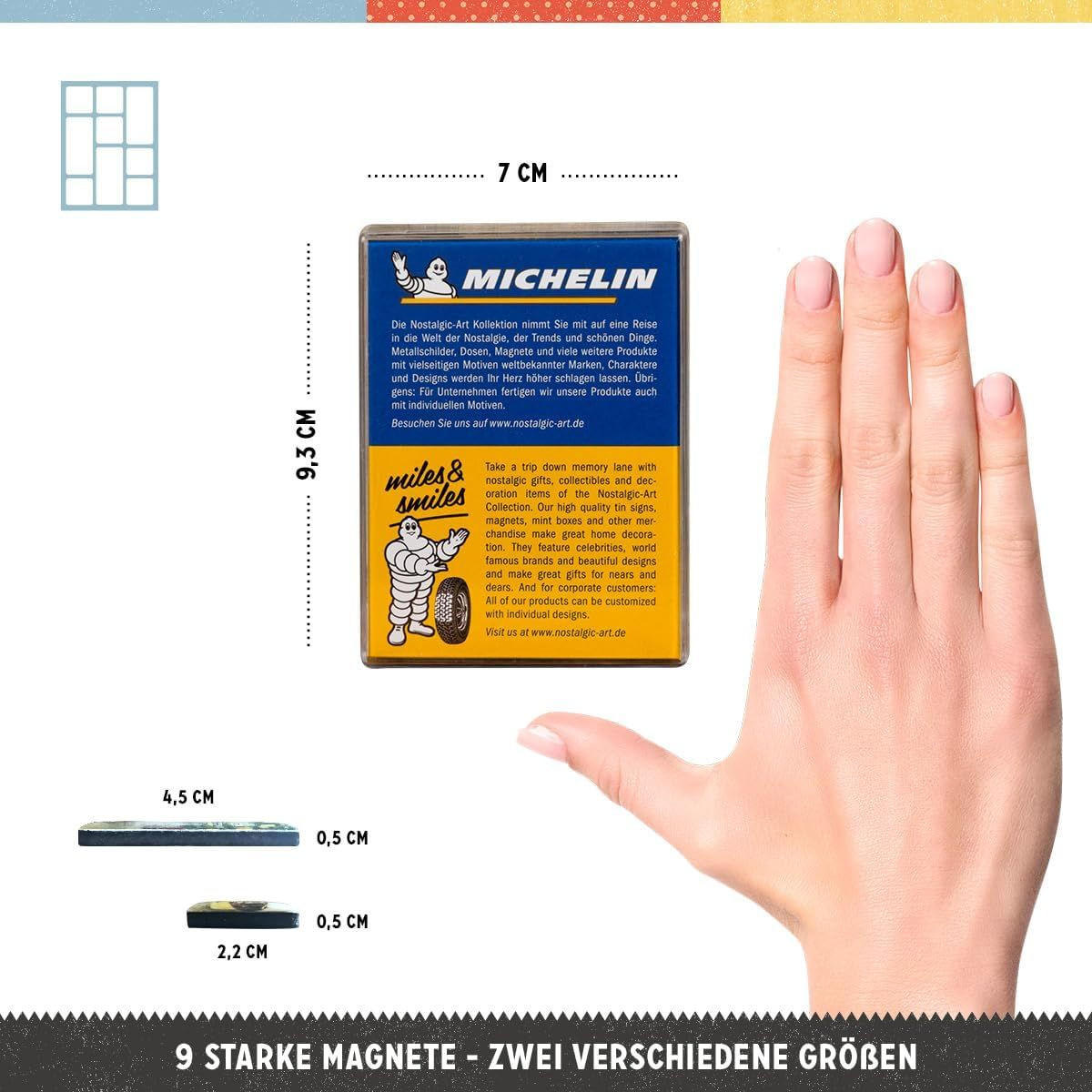 MAGNETSET 9-teilig Michelin Logo Evolution - Multicolor, Metall (7/9/2cm) - Nostalgic-Art