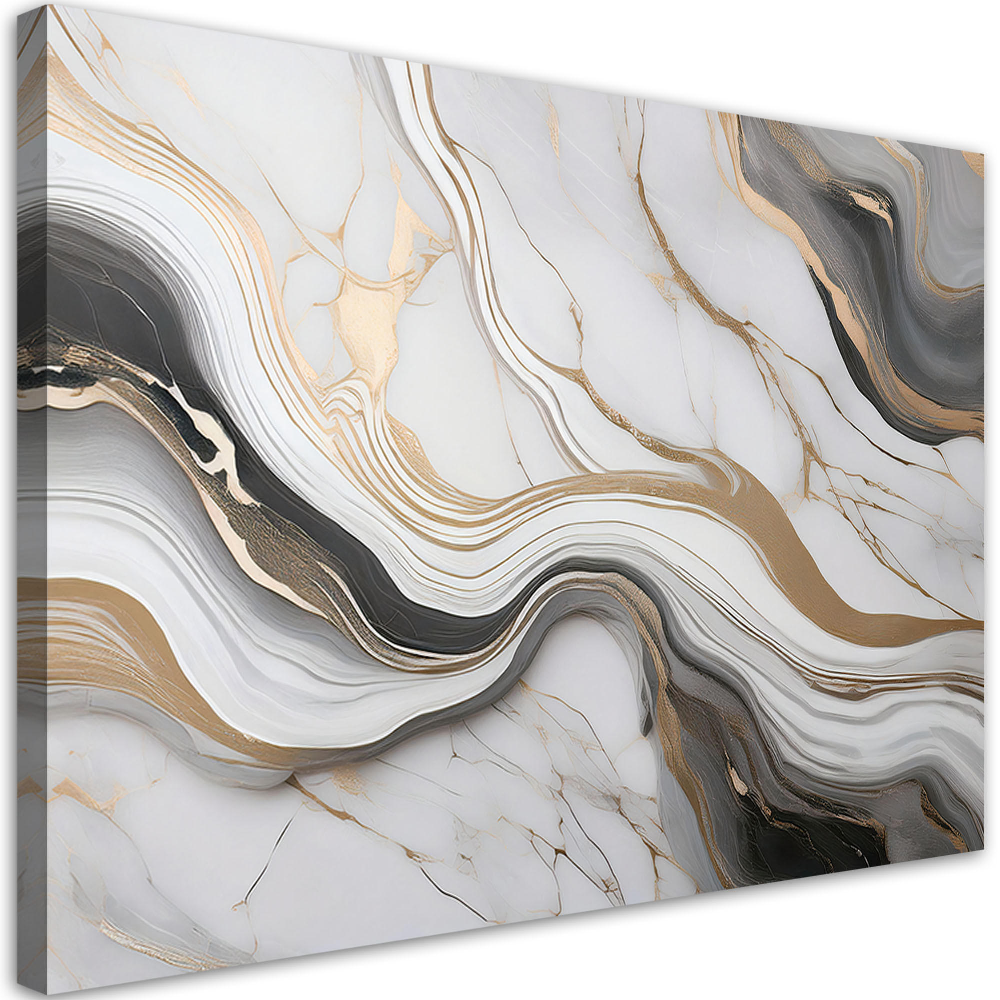 LEINWANDBILD Weißer Marmor mit goldener Abstraktion 120x80cm - Weiß, Textil (120/80cm) - Feeby