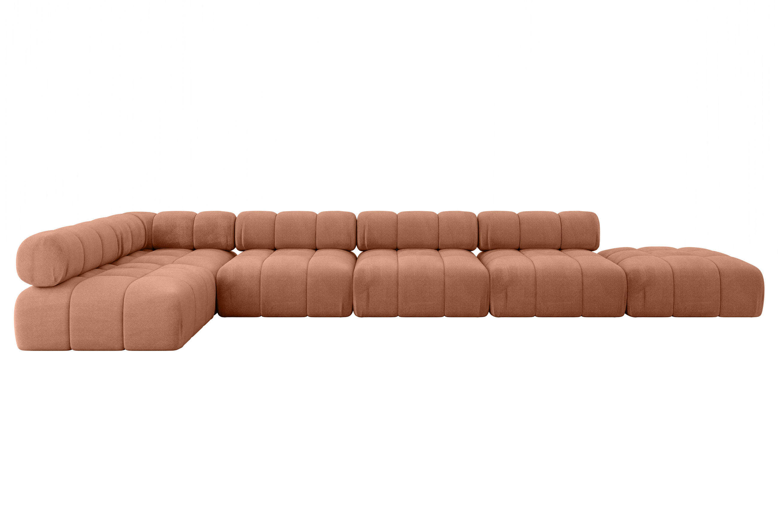 ECKSOFA modulares Sofa Favio-L3 - 475x190x70 cm Apricot Velours - Koralle, Holzwerkstoff/Textil (475/190cm) - ALTDECOR