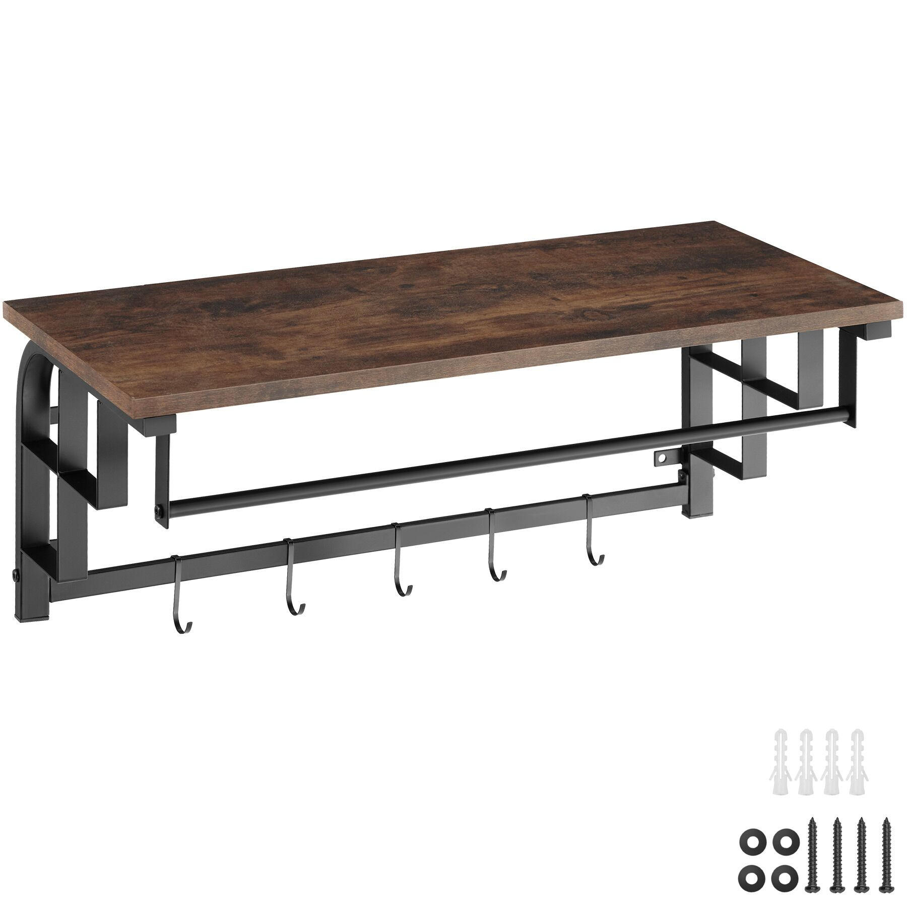 WANDGARDEROBE Westwood, 66 x 30 x 27 cm, Industrial Holz dunkel, rustikal - Rostfarben, Holz (66/27/30cm) - tectake