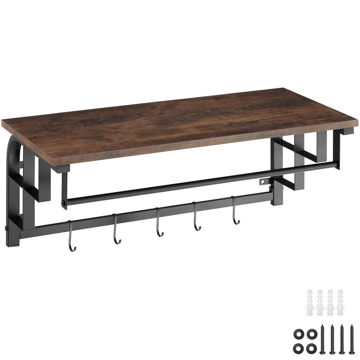 WANDGARDEROBE Westwood, 66 x 30 x 27 cm, Industrial Holz dunkel, rustikal - Rostfarben, Holz (66/27/30cm) - tectake